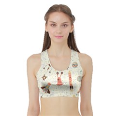 Seamless-background-with-spaceships-stars Sports Bra With Border by nate14shop