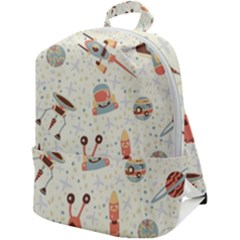 Seamless-background-with-spaceships-stars Zip Up Backpack