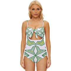 Abstract Pattern Geometric Backgrounds Knot Front One-piece Swimsuit