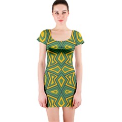 Abstract Pattern Geometric Backgrounds Short Sleeve Bodycon Dress