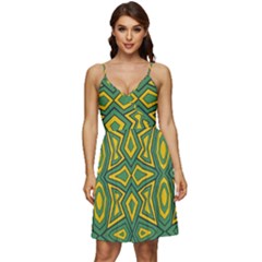 Abstract Pattern Geometric Backgrounds V-neck Pocket Summer Dress  by Eskimos