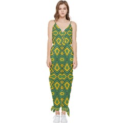 Abstract Pattern Geometric Backgrounds Sleeveless Tie Ankle Chiffon Jumpsuit by Eskimos