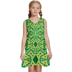 Abstract Pattern Geometric Backgrounds Kids  Sleeveless Tiered Mini Dress by Eskimos