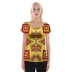 Abstract Pattern Geometric Backgrounds Cap Sleeve Top by Eskimos