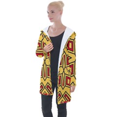 Abstract Pattern Geometric Backgrounds Longline Hooded Cardigan by Eskimos