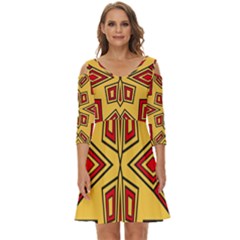 Abstract Pattern Geometric Backgrounds Shoulder Cut Out Zip Up Dress