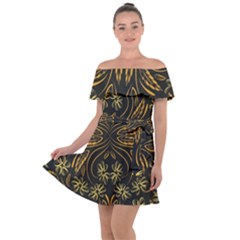 Folk flowers print Floral pattern Ethnic art Off Shoulder Velour Dress