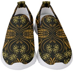 Folk Flowers Print Floral Pattern Ethnic Art Kids  Slip On Sneakers by Eskimos