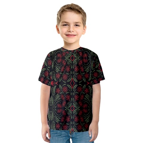 Folk Flowers Print Floral Pattern Ethnic Art Kids  Sport Mesh Tee by Eskimos