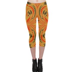 Folk Flowers Print Floral Pattern Ethnic Art Capri Leggings  by Eskimos