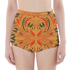 Folk Flowers Print Floral Pattern Ethnic Art High-waisted Bikini Bottoms