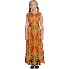 Folk Flowers Print Floral Pattern Ethnic Art Kids  Satin Sleeveless Maxi Dress by Eskimos