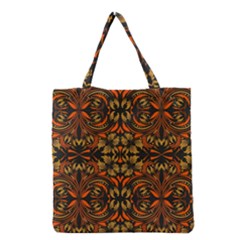 Folk Flowers Print Floral Pattern Ethnic Art Grocery Tote Bag by Eskimos