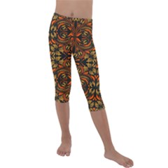 Folk Flowers Print Floral Pattern Ethnic Art Kids  Lightweight Velour Capri Leggings  by Eskimos