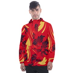 Folk Flowers Print Floral Pattern Ethnic Art Men s Front Pocket Pullover Windbreaker by Eskimos