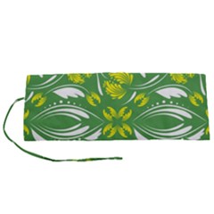 Folk Flowers Print Floral Pattern Ethnic Art Roll Up Canvas Pencil Holder (s) by Eskimos