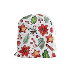 Pngtree-watercolor-christmas-pattern-background Drawstring Pouch (large) by nate14shop