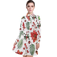 Pngtree-watercolor-christmas-pattern-background Long Sleeve Chiffon Shirt Dress