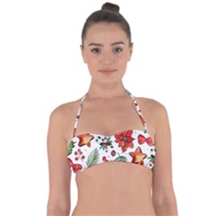 Pngtree-watercolor-christmas-pattern-background Halter Bandeau Bikini Top by nate14shop