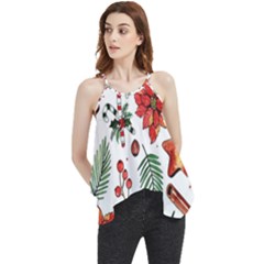 Pngtree-watercolor-christmas-pattern-background Flowy Camisole Tank Top by nate14shop