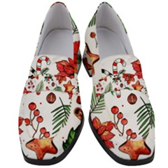 Pngtree-watercolor-christmas-pattern-background Women s Chunky Heel Loafers by nate14shop
