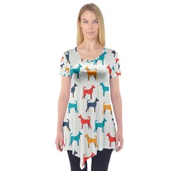 Animal-seamless-vector-pattern-of-dog-kannaa Short Sleeve Tunic  by nate14shop