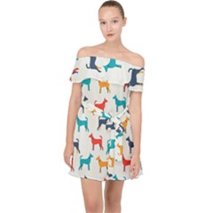 Animal-seamless-vector-pattern-of-dog-kannaa Off Shoulder Chiffon Dress by nate14shop