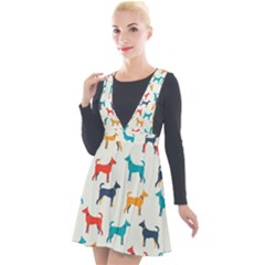 Animal-seamless-vector-pattern-of-dog-kannaa Plunge Pinafore Velour Dress by nate14shop