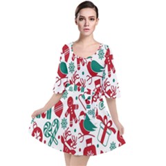 Chrismas Pattern Velour Kimono Dress by nate14shop