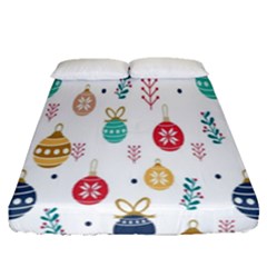 Seamless-pattern-cute-christmas-balls-shariki-igrushki-rozhd Fitted Sheet (Queen Size)