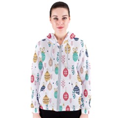 Seamless-pattern-cute-christmas-balls-shariki-igrushki-rozhd Women s Zipper Hoodie