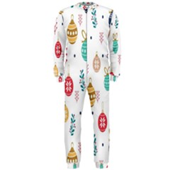 Seamless-pattern-cute-christmas-balls-shariki-igrushki-rozhd OnePiece Jumpsuit (Men)