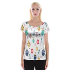 Seamless-pattern-cute-christmas-balls-shariki-igrushki-rozhd Cap Sleeve Top