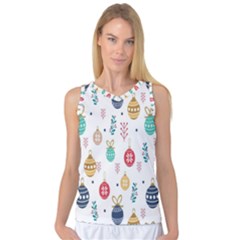 Seamless-pattern-cute-christmas-balls-shariki-igrushki-rozhd Women s Basketball Tank Top