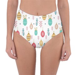 Seamless-pattern-cute-christmas-balls-shariki-igrushki-rozhd Reversible High-waist Bikini Bottoms by nate14shop