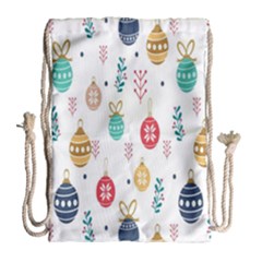 Seamless-pattern-cute-christmas-balls-shariki-igrushki-rozhd Drawstring Bag (Large)