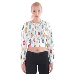 Seamless-pattern-cute-christmas-balls-shariki-igrushki-rozhd Cropped Sweatshirt