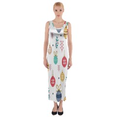 Seamless-pattern-cute-christmas-balls-shariki-igrushki-rozhd Fitted Maxi Dress