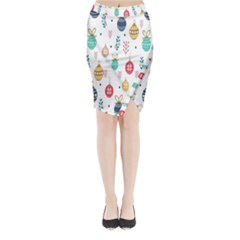 Seamless-pattern-cute-christmas-balls-shariki-igrushki-rozhd Midi Wrap Pencil Skirt