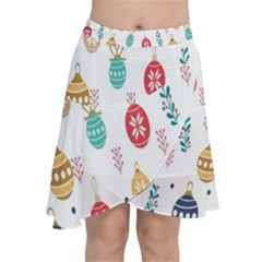Seamless-pattern-cute-christmas-balls-shariki-igrushki-rozhd Chiffon Wrap Front Skirt