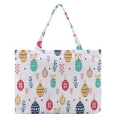 Seamless-pattern-cute-christmas-balls-shariki-igrushki-rozhd Zipper Medium Tote Bag