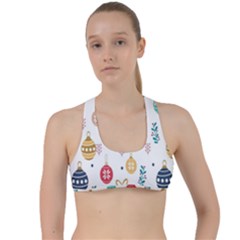 Seamless-pattern-cute-christmas-balls-shariki-igrushki-rozhd Criss Cross Racerback Sports Bra