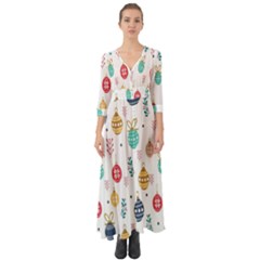 Seamless-pattern-cute-christmas-balls-shariki-igrushki-rozhd Button Up Boho Maxi Dress