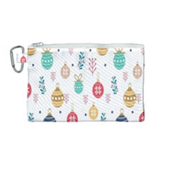 Seamless-pattern-cute-christmas-balls-shariki-igrushki-rozhd Canvas Cosmetic Bag (Medium)