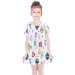 Seamless-pattern-cute-christmas-balls-shariki-igrushki-rozhd Kids  Simple Cotton Dress