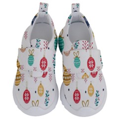 Seamless-pattern-cute-christmas-balls-shariki-igrushki-rozhd Kids  Velcro No Lace Shoes