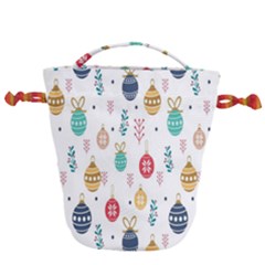 Seamless-pattern-cute-christmas-balls-shariki-igrushki-rozhd Drawstring Bucket Bag