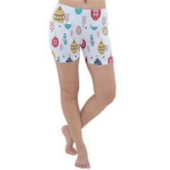 Seamless-pattern-cute-christmas-balls-shariki-igrushki-rozhd Lightweight Velour Yoga Shorts