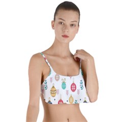 Seamless-pattern-cute-christmas-balls-shariki-igrushki-rozhd Layered Top Bikini Top 