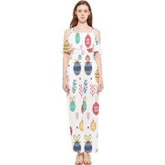 Seamless-pattern-cute-christmas-balls-shariki-igrushki-rozhd Draped Sleeveless Chiffon Jumpsuit